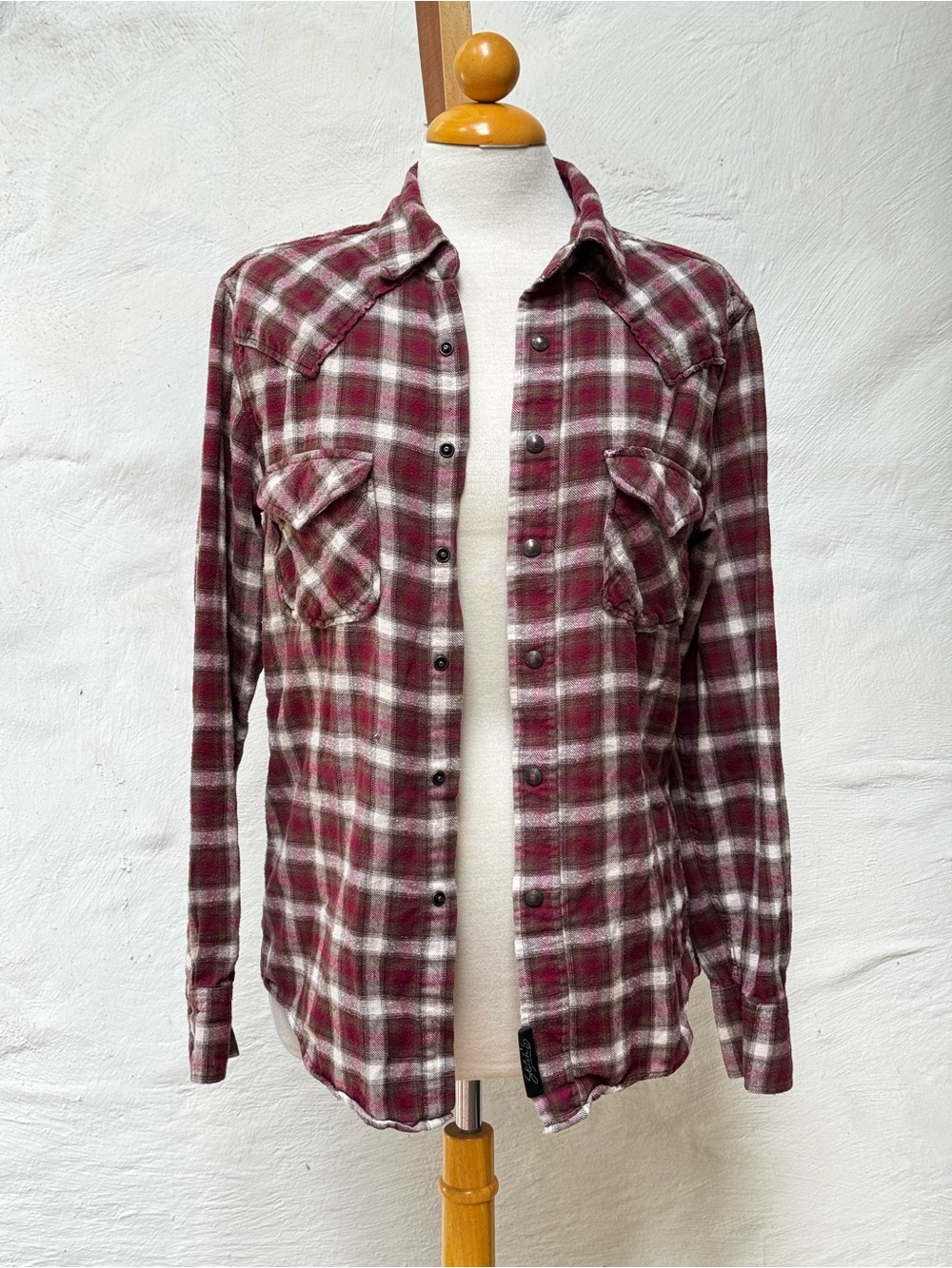 Stitch's 100% Cotton Red & White Plaid Flannel Shirt